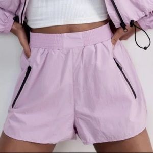 Zara Light Purple Nylon Athletic Shorts